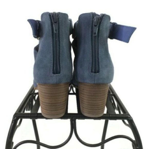 Sole Society Azure Vista Blue Cow Suede Heeled Booties Womens 9.5 - Picture 6 of 10